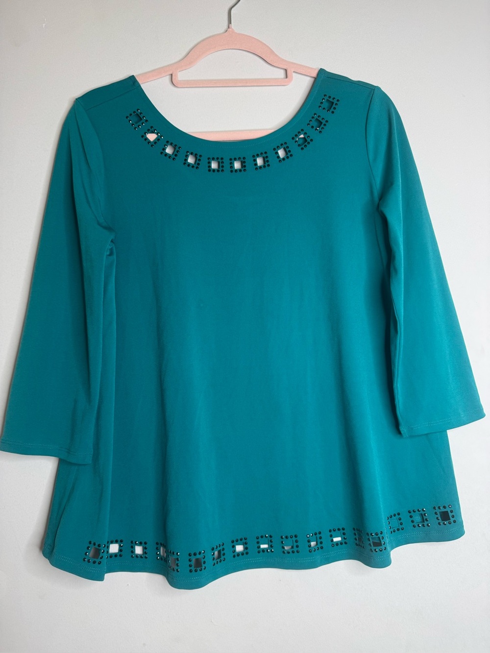 The Limited Teal Scoop Neck Embellished Tunic